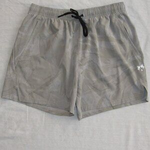 WOLFLOW Gray Printed Unlined Workout Gym Training Running Shorts Men's sz M